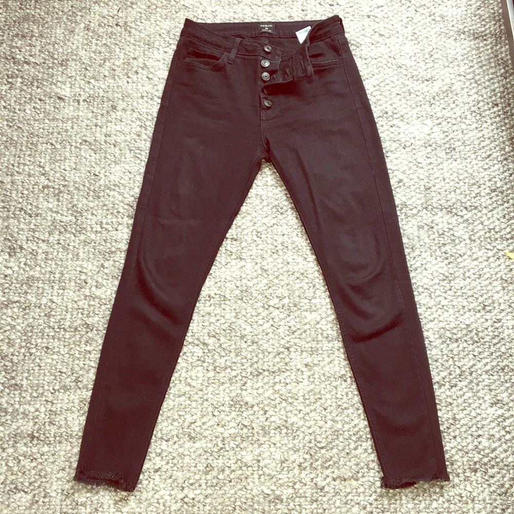 Just Black Denim button fly raw hem jegging
